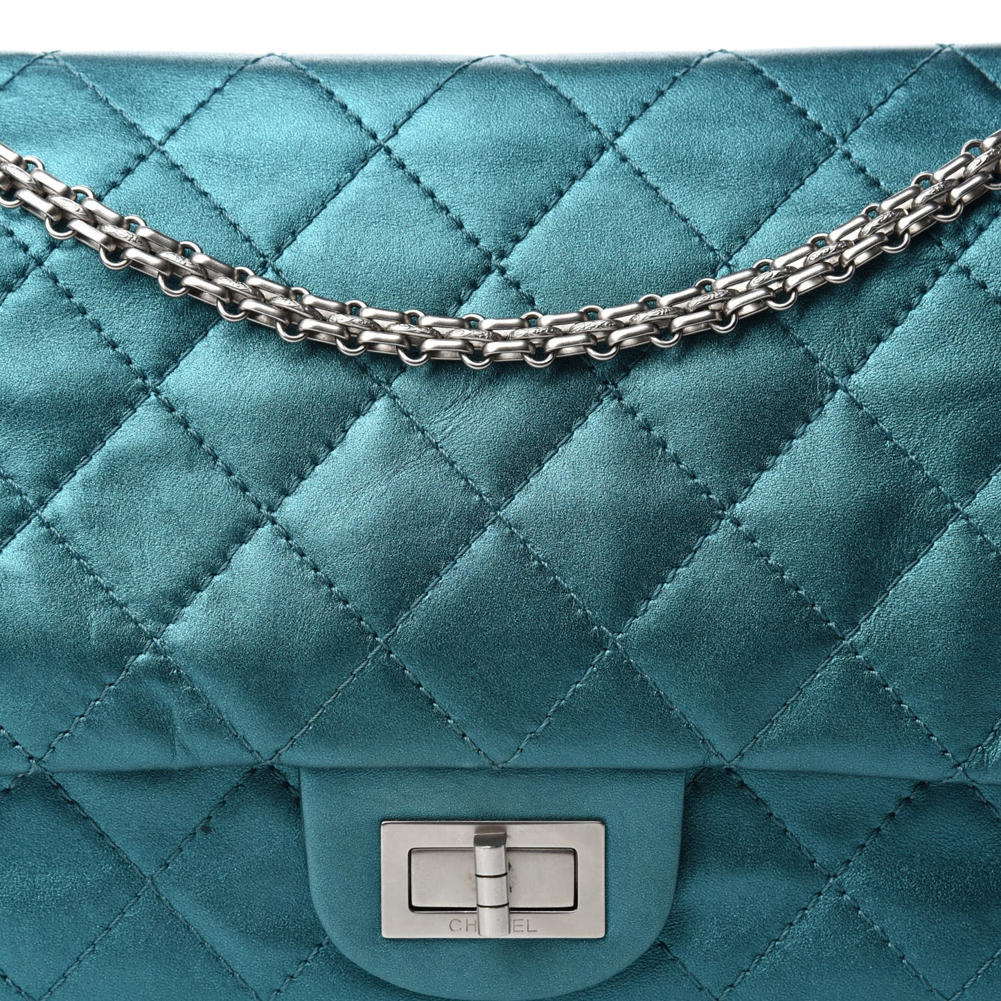 Metallic Calfskin Quilted 2.55 Reissue 227 Flap Turquoise