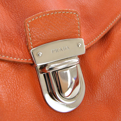 Prada Vitello Foldover Pushlock Satchel Orange 6 of 9