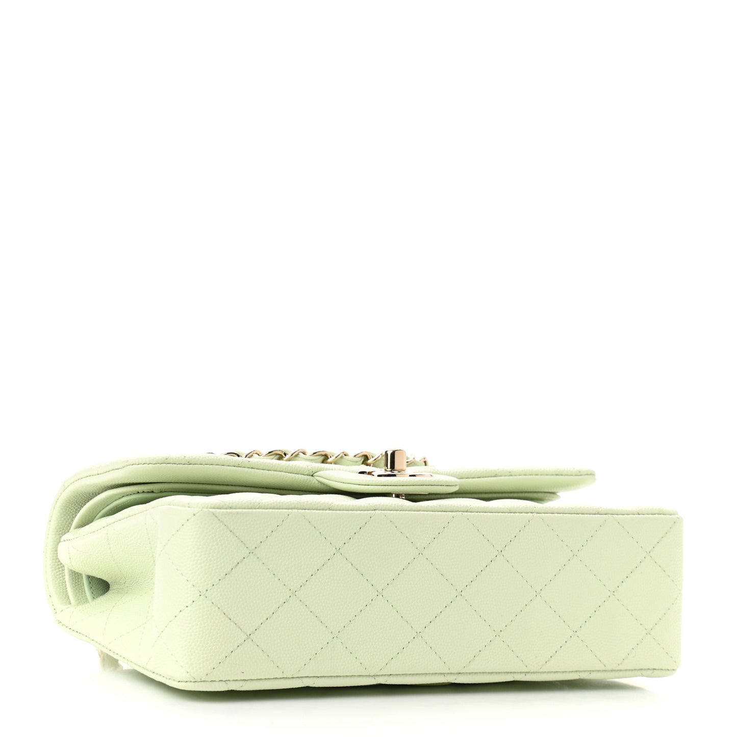 Caviar Quilted Small Double Flap Light Green