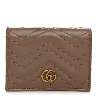 Gucci Calfskin Matelasse GG Marmont Card Case Wallet Porcelain Rose Porcelain Rose 1 of 8