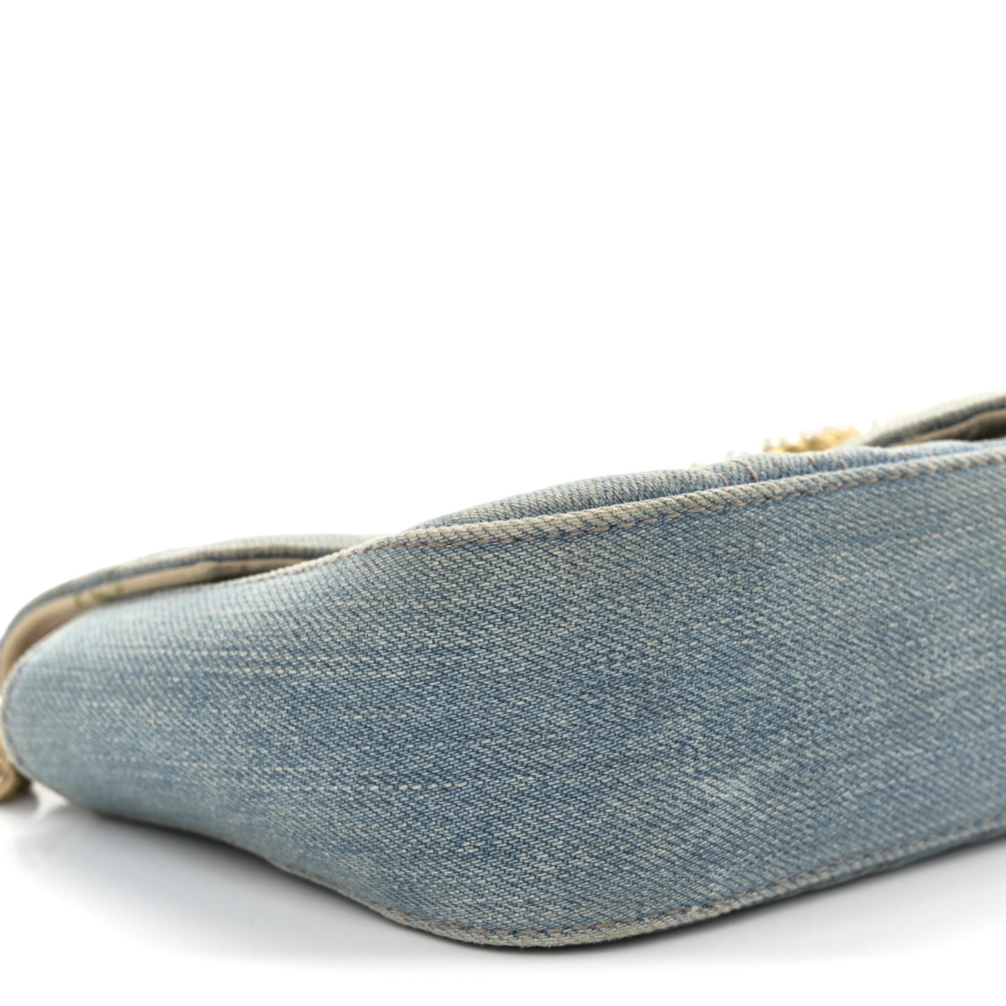 Denim Matelasse Mini Pearly GG Marmont Shoulder Bag Blue