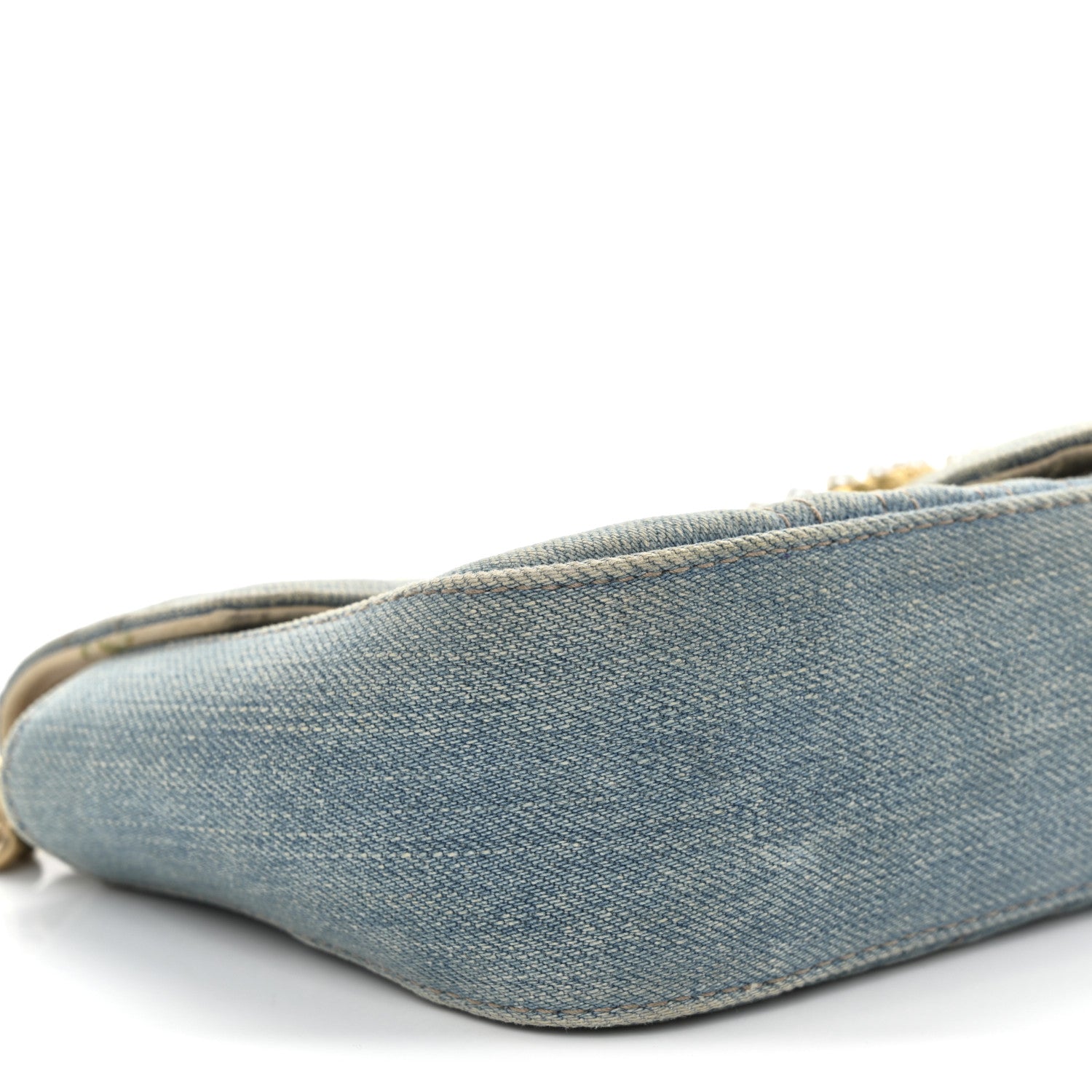 Gucci Denim Matelasse Mini Pearly GG Marmont Shoulder Bag Blue 10 of 14