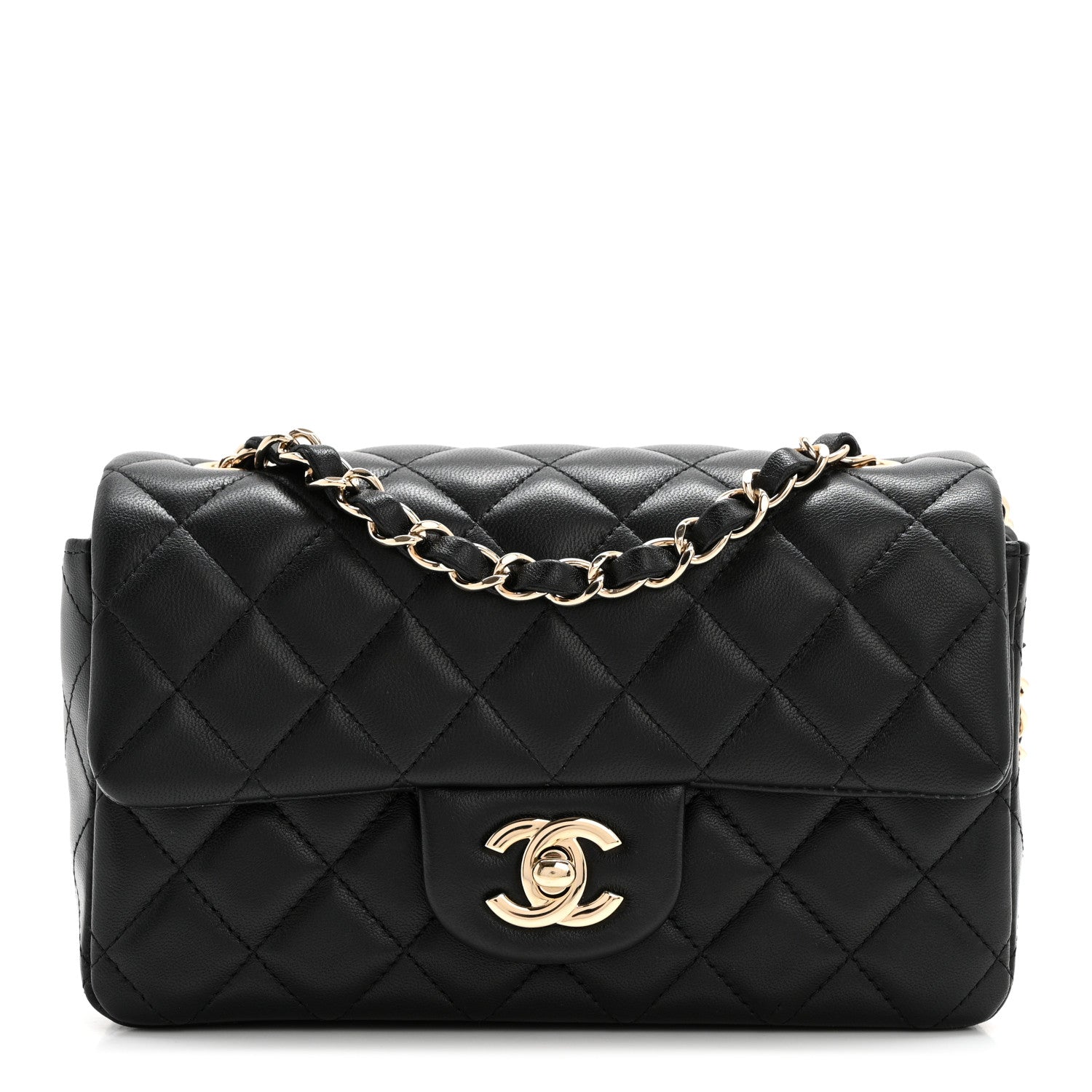 Chanel Lambskin Quilted Mini Rectangular Flap Black 1 of 13