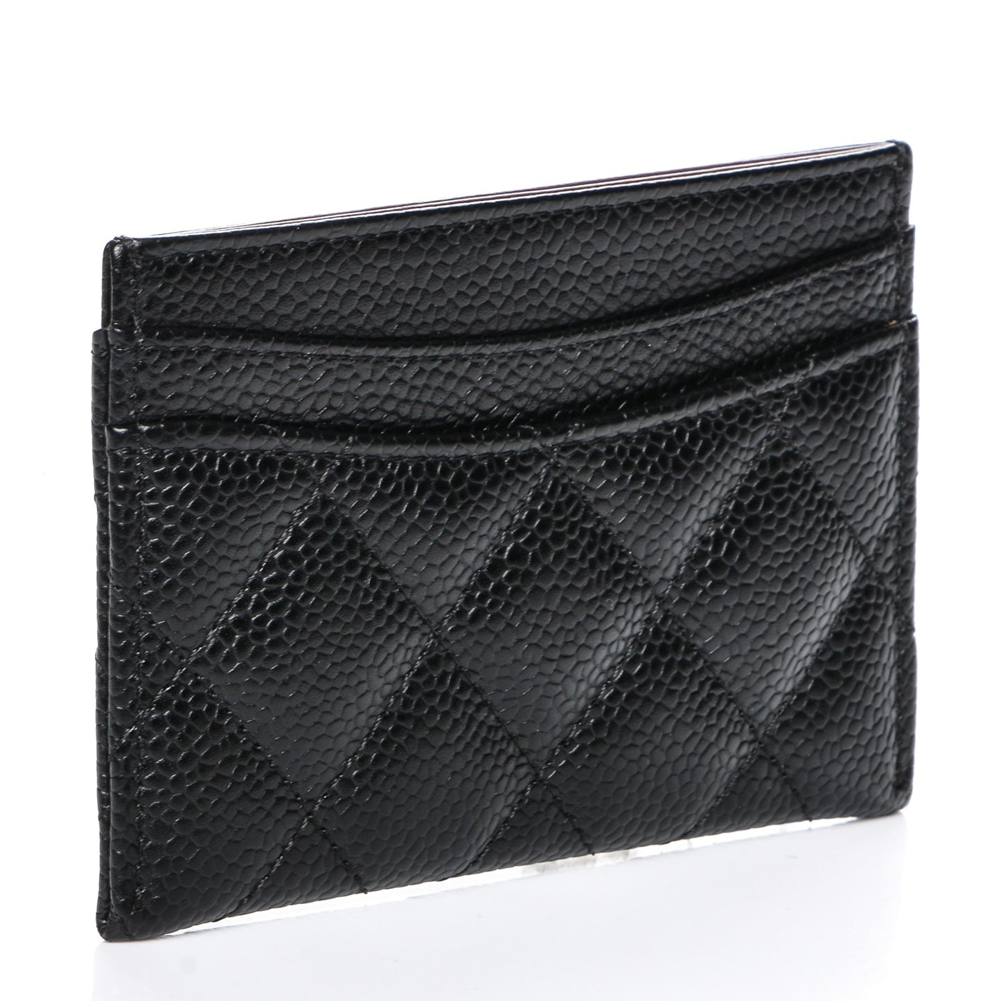 Caviar Quilted Card Holder Black