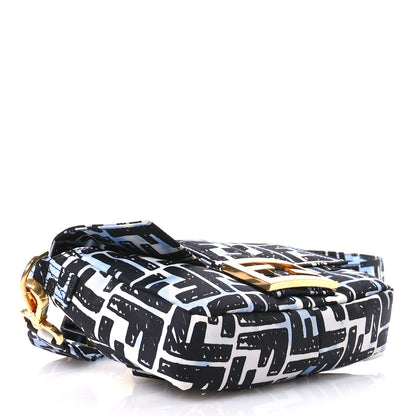 Fendi X JOSHUA VIDES Nylon FF Cloudy Mini Belt Baguette Bag White Celeste Black 4 of 11