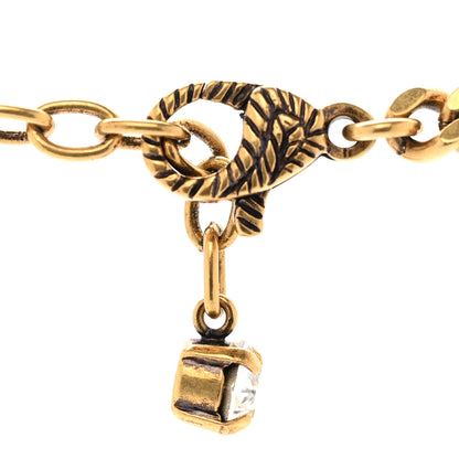 Gucci Crystal Double G Flower Chain Necklace Aged Gold 5 of 5