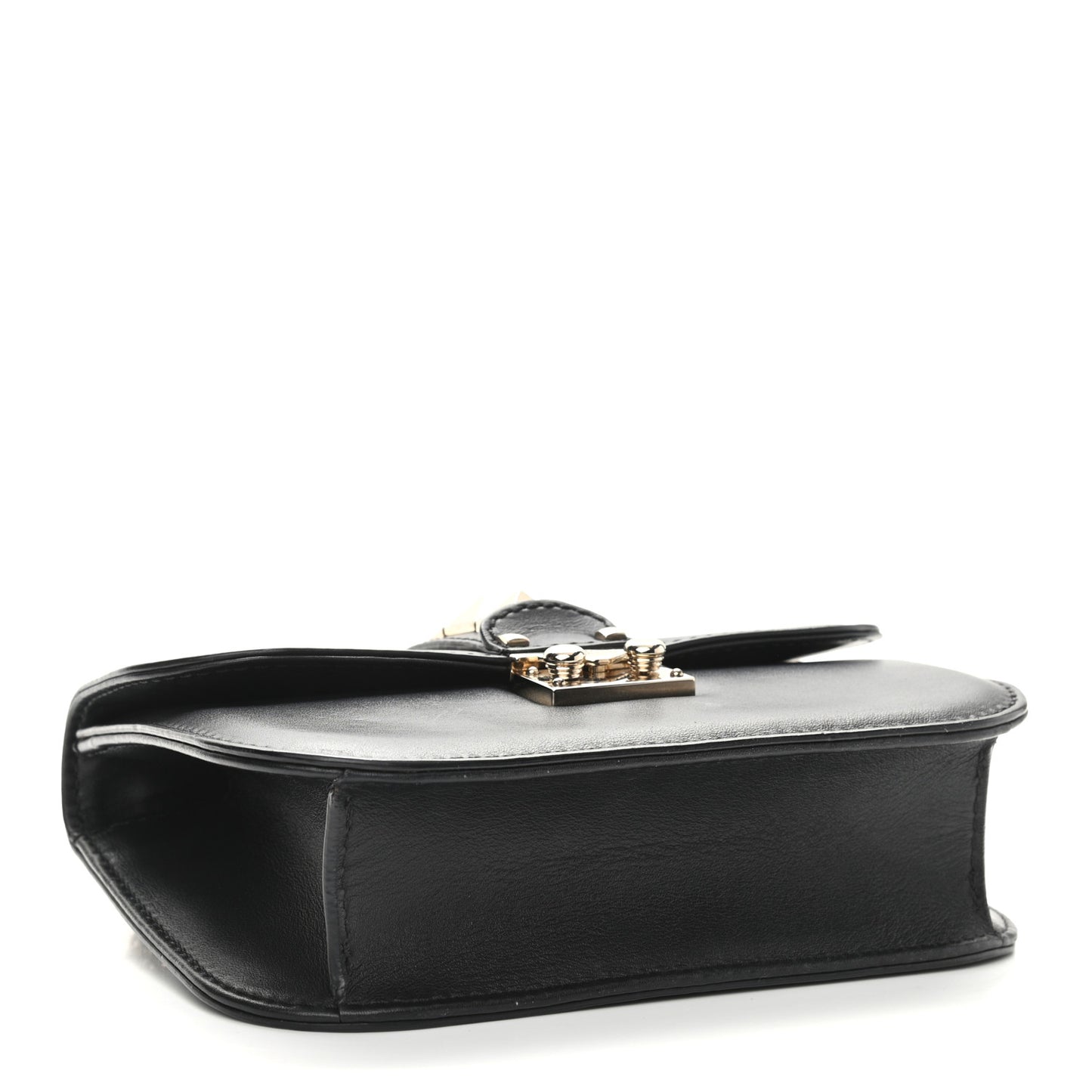 Vitello Small Glam Lock Rockstud Flap Black