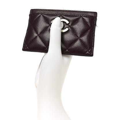 Chanel Caviar Quilted Crystal Card Holder Burgundy 2 of 10