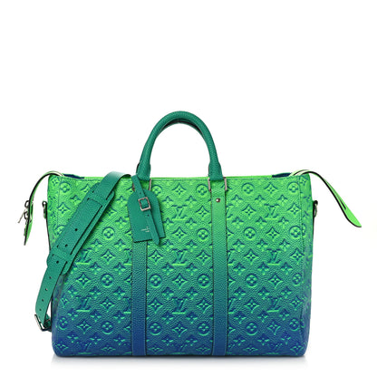 Louis Vuitton Taurillon Illusion Keepall Tote Bleu Vert 1 of 8