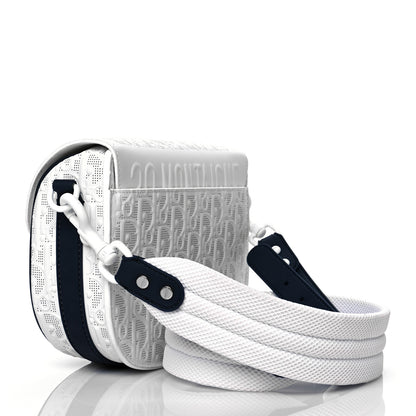 Christian Dior Calfskin Perforated Oblique Medium Bobby Flap White Blue 3 of 12