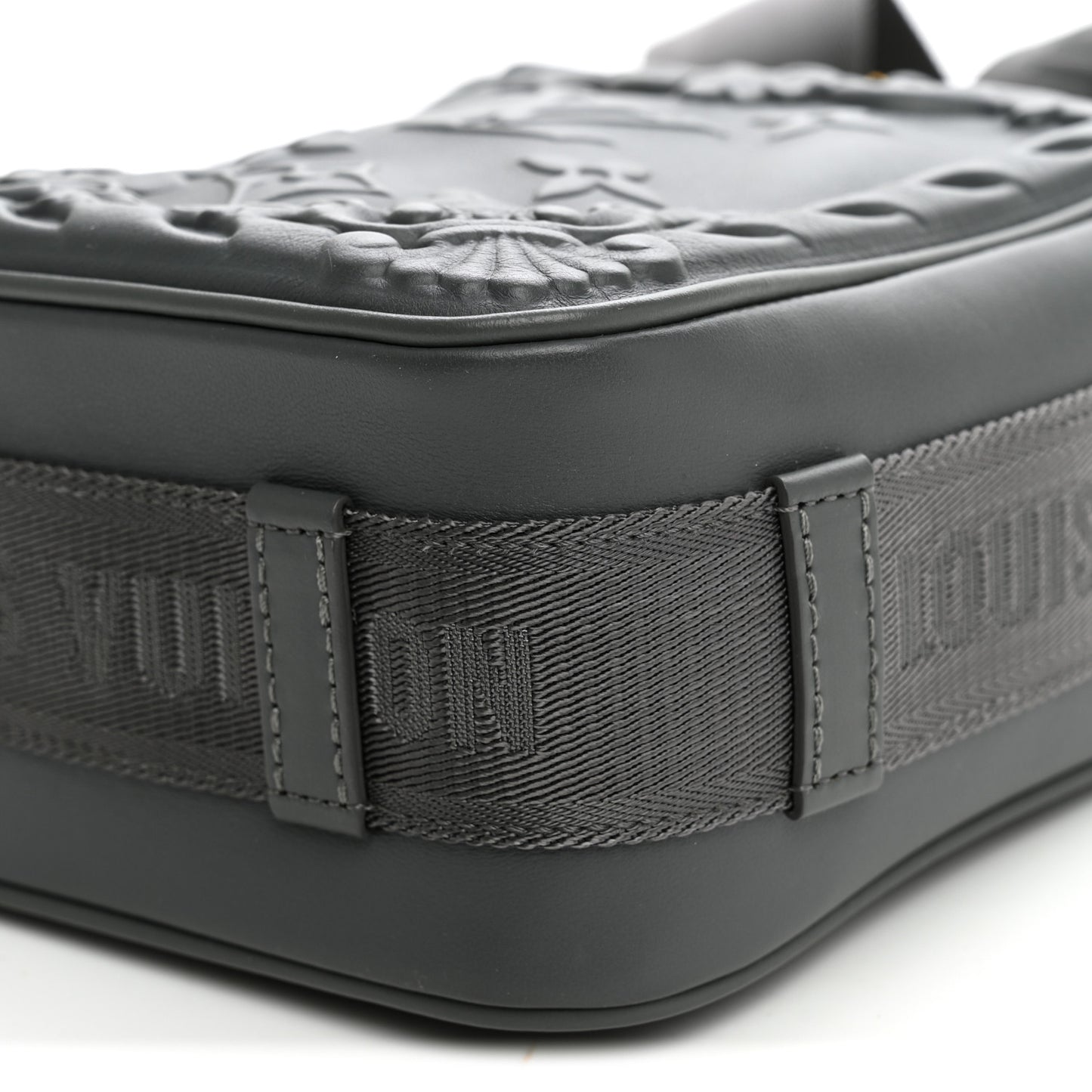 Calfskin Monogram Embossed Cruiser Messenger Dark Shadow Gray