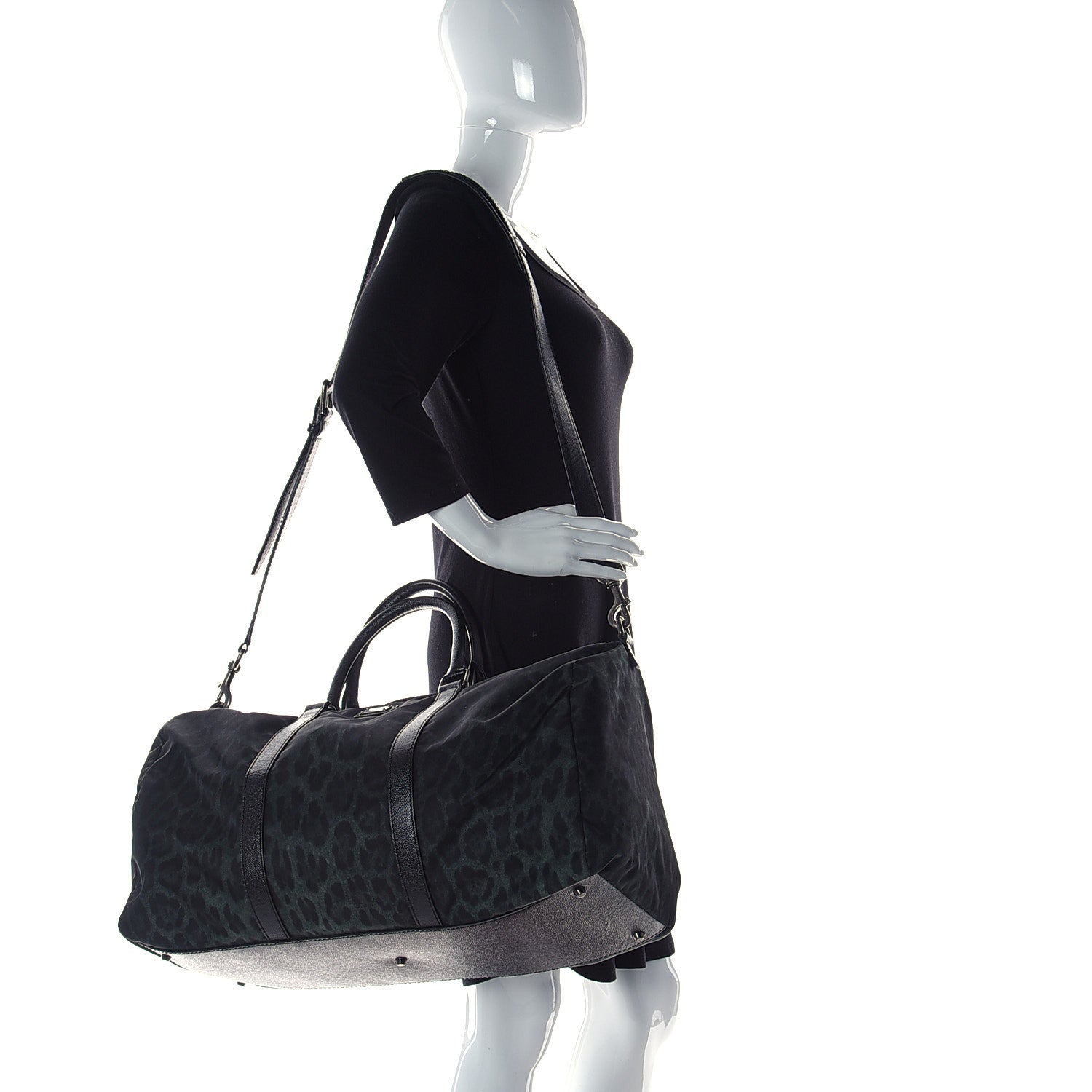 Dolce & Gabbana Nylon Leopard Print Duffle Bag Dark Green 2 of 11