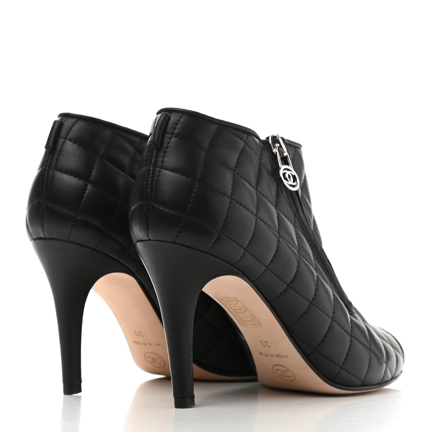 Chanel Calfskin Quilted Cap Toe Short Boots 39 Black 4 of 8