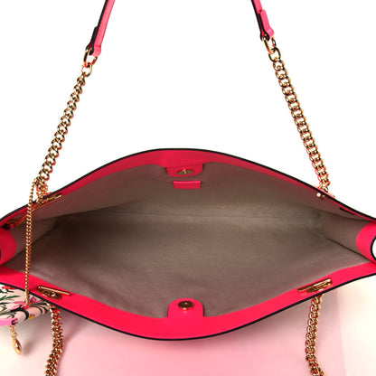 Gucci Canvas Flora Large Rajah Chain Tote White Multicolor Fuxia Fluo 6 of 14