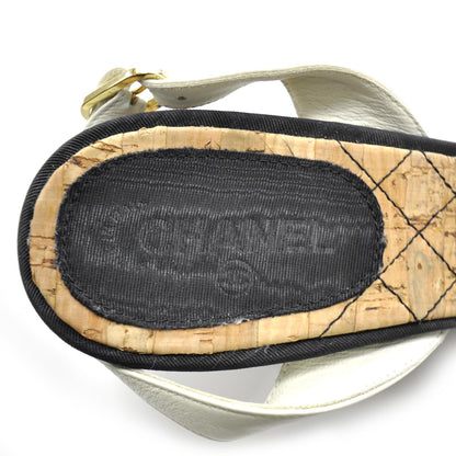 Chanel Cork Camellia Wedge Sandals 37.5 6 of 9