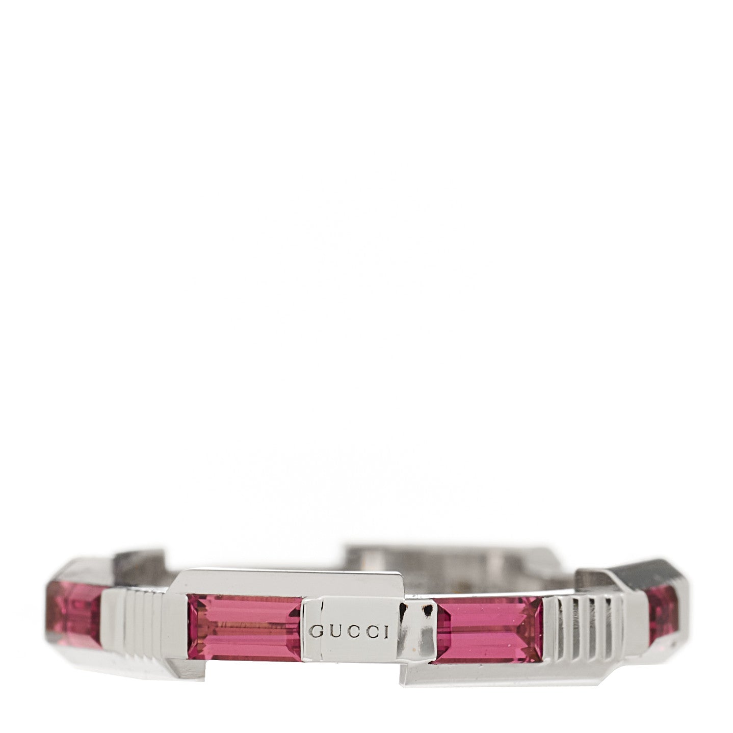 18K White Gold Rubellite Narrow Link to Love Ring 52 6