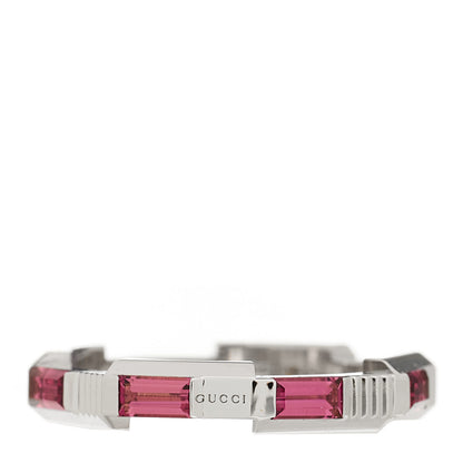 Gucci 18K White Gold Rubellite Narrow Link to Love Ring 52 6 3 of 6