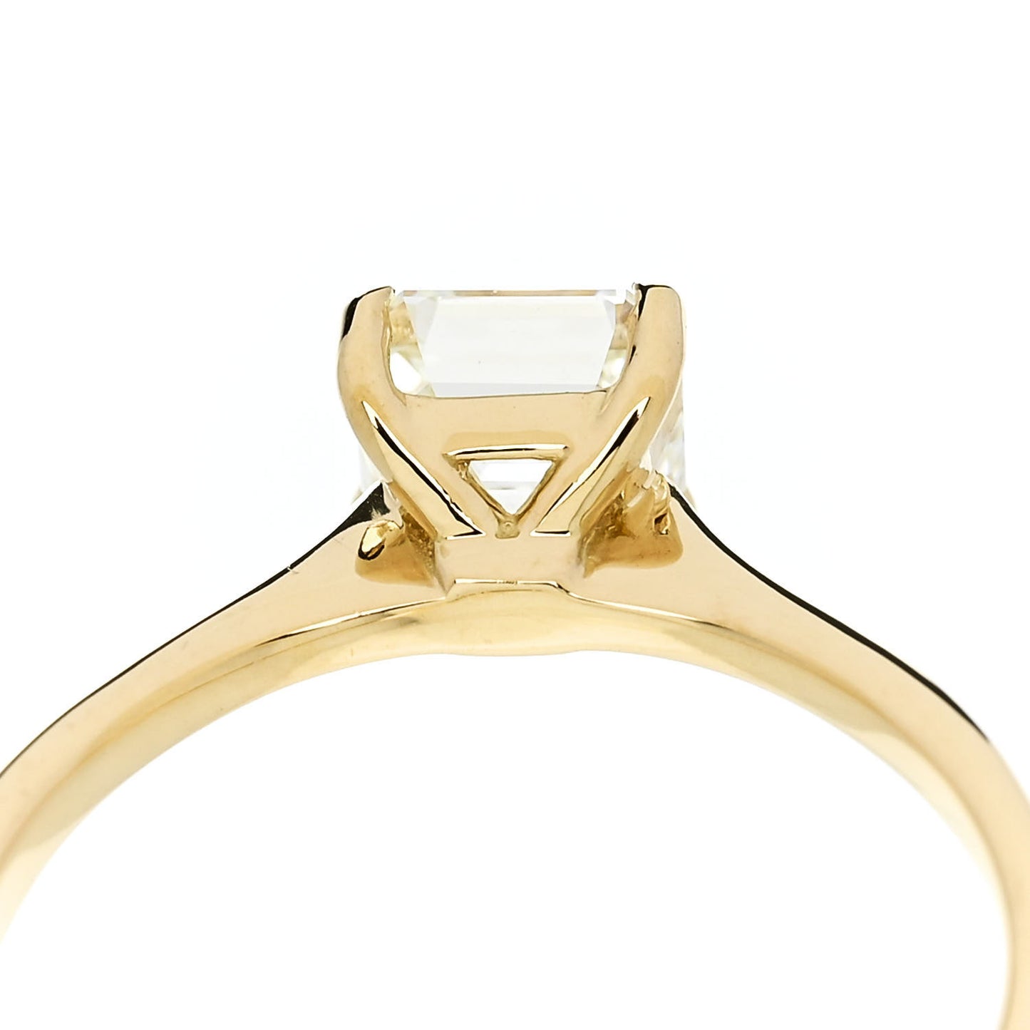 18K Yellow Gold Diamond 1.03ct Square Emerald Cut Engagement Ring  52 6