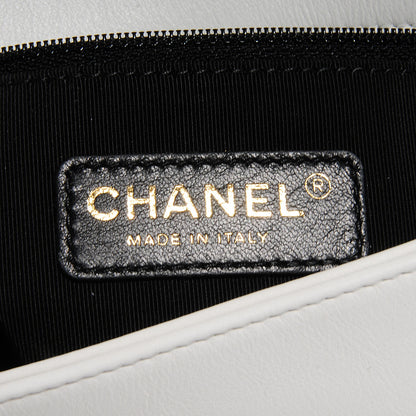 Chanel Calfskin Quilted Graphic Medium Flap Bag Black White 7 of 9