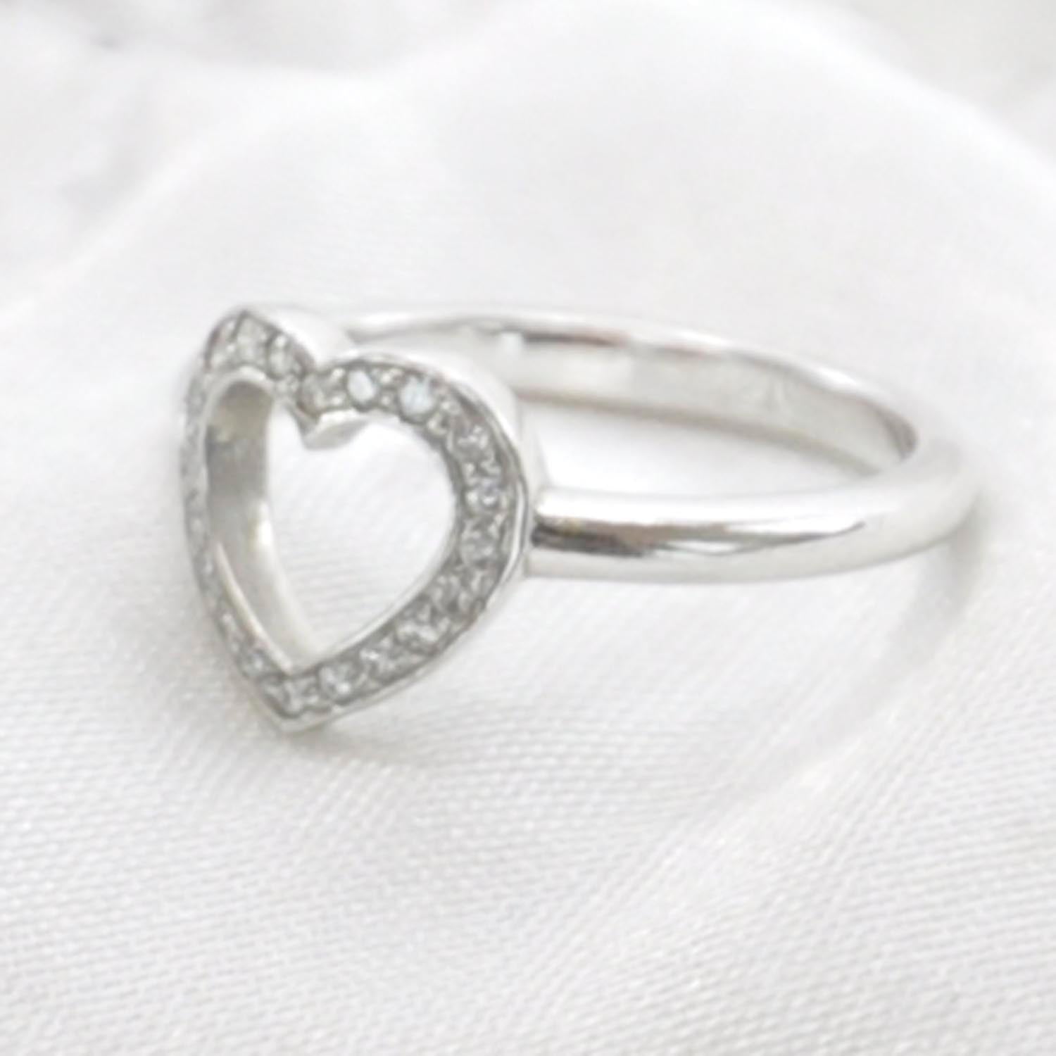 Tiffany Platinum Diamond Heart Ring 3.25 2 of 6