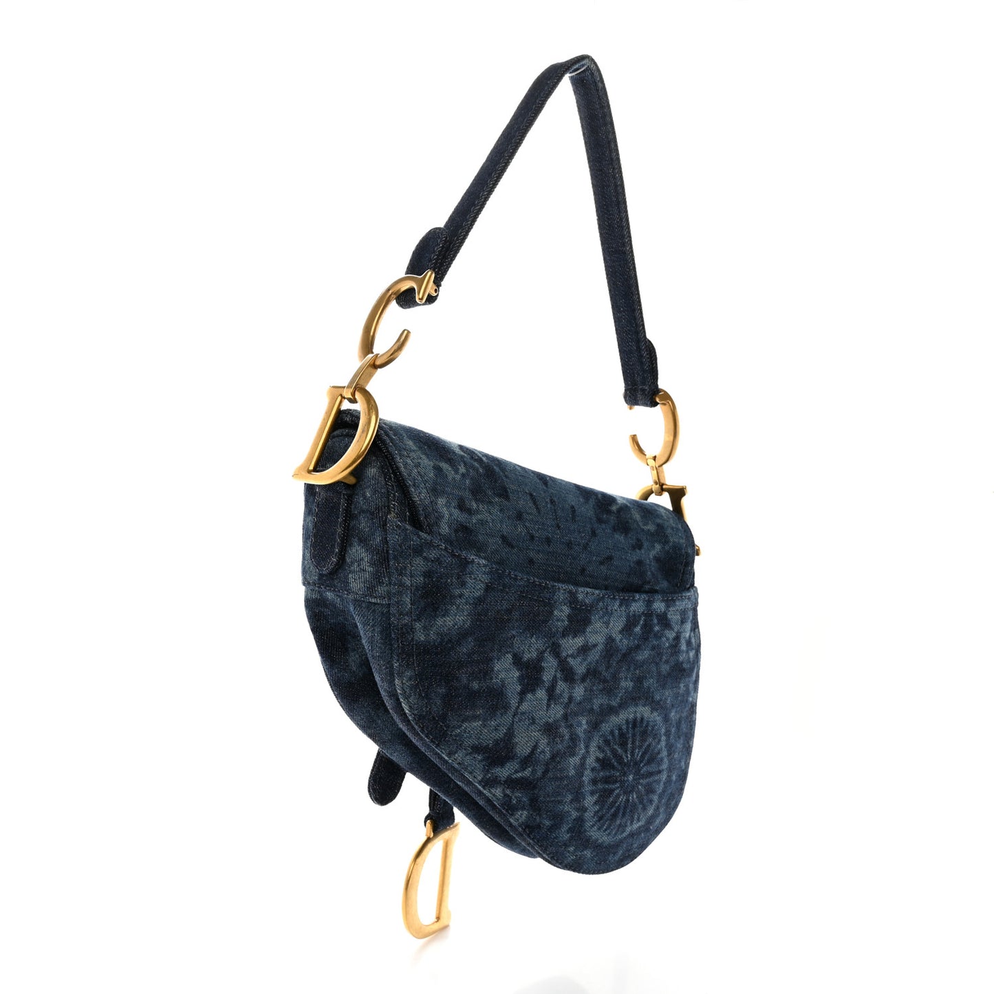 Denim Tie Dye Saddle Bag Blue