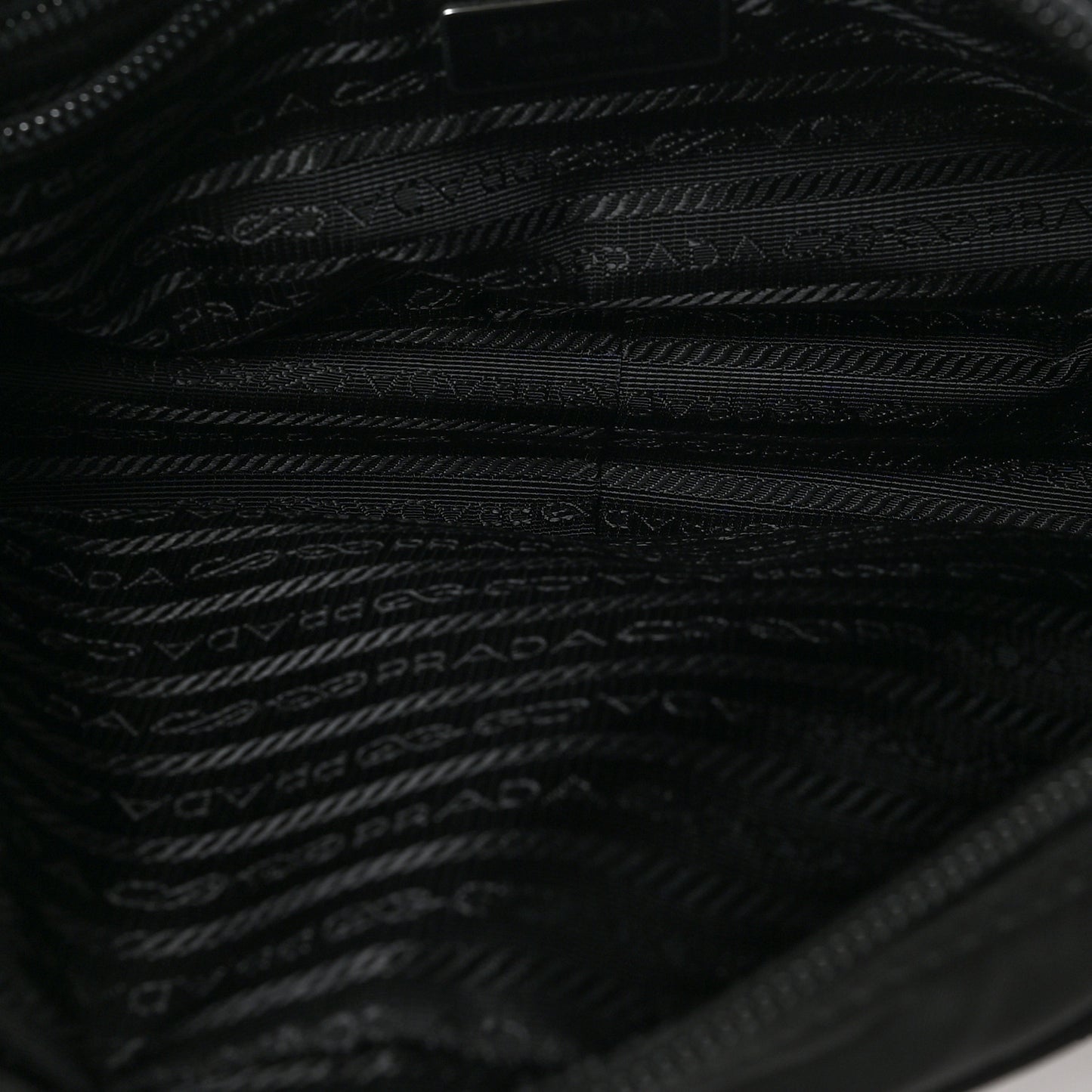 Re-Nylon Vela Saffiano Pocket Double Zip Shoulder Bag Black
