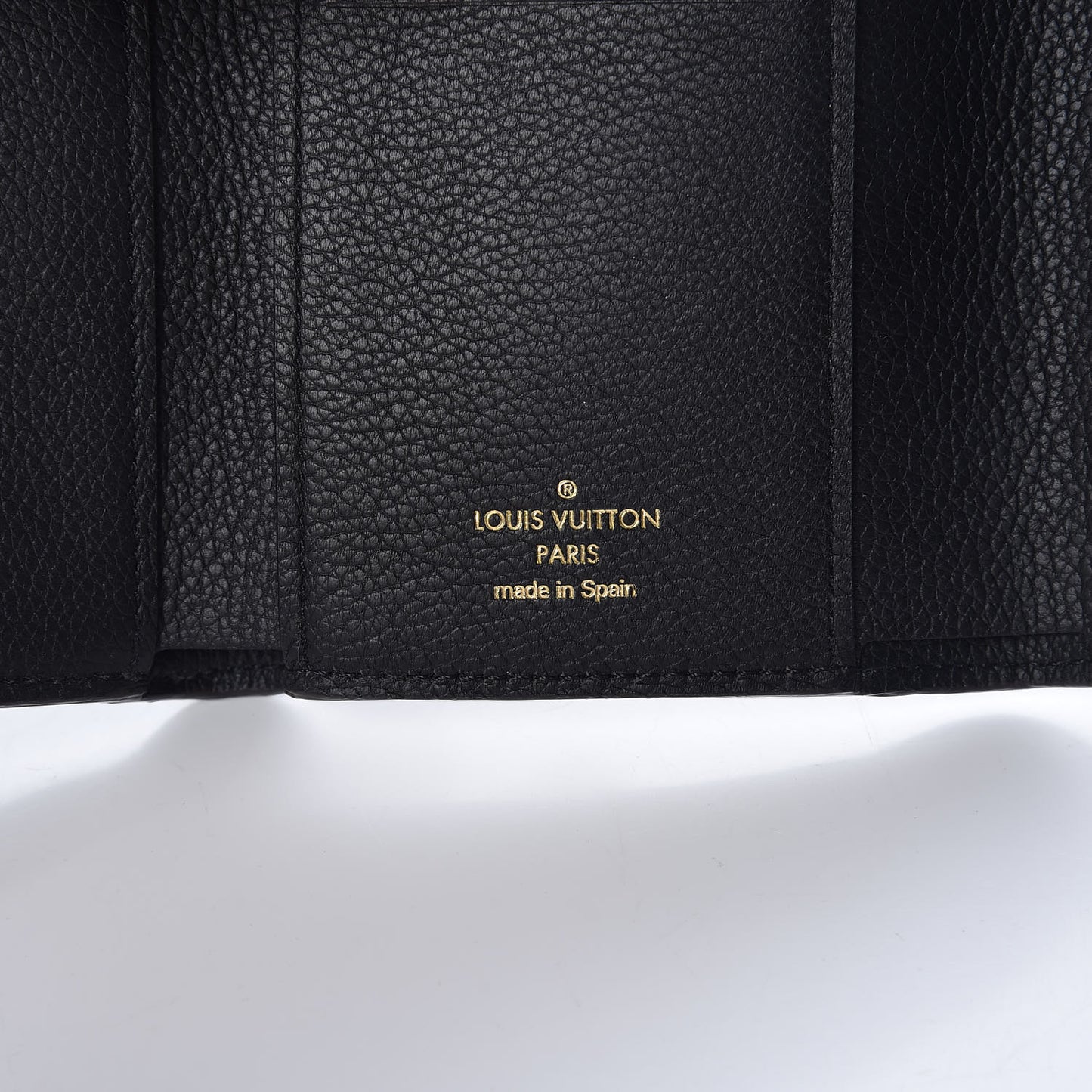 Grained Calfskin Monogram Double V Compact Wallet Black
