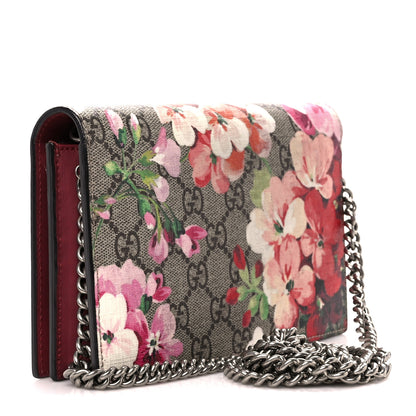 Gucci GG Supreme Monogram Blooms Chain Wallet Beige Multicolor Dry Rose 3 of 12