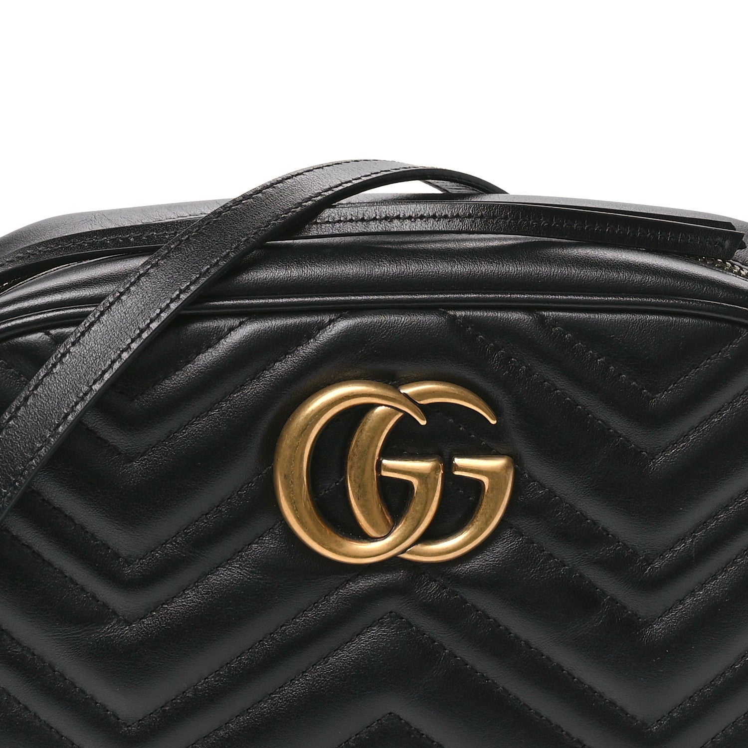Gucci Calfskin Matelasse Small GG Marmont Chain Shoulder Bag Black 8 of 10