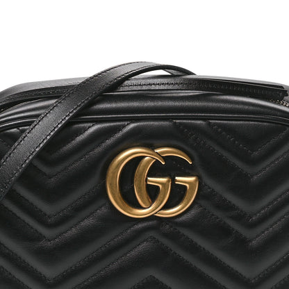 Gucci Calfskin Matelasse Small GG Marmont Chain Shoulder Bag Black 8 of 10