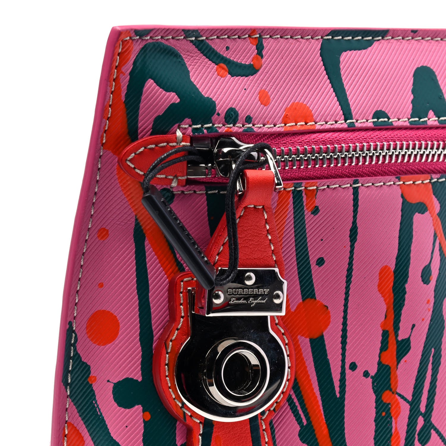 Burberry Trench Calfskin Splash Print Pouch Rose 3 of 5