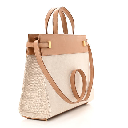 Saint Laurent Canvas Calfskin Medium Manhattan Shopper Tote Natural Brown 3 of 11