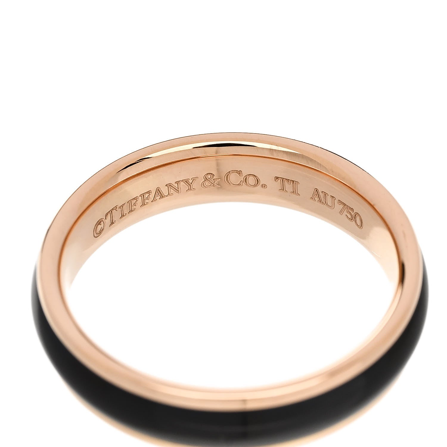 Tiffany 18K Rose Gold Titanium Classic Wedding Band Ring 49 5 Black 4 of 5