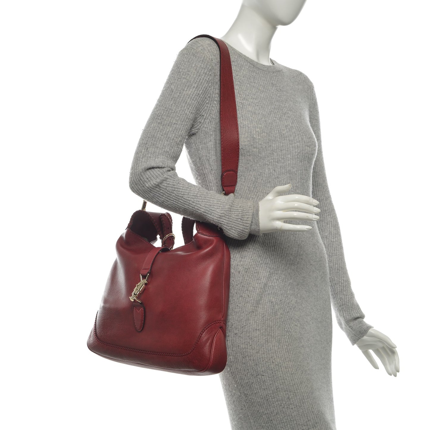 Pebbled Calfskin Medium New Jackie Shoulder Bag Raspberry Candy