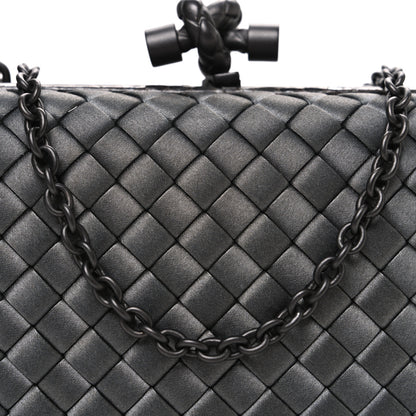 Bottega Veneta Satin Ayers Intrecciato Chain Knot Clutch Grey 7 of 10