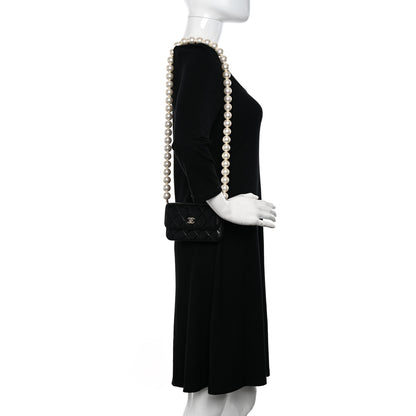 Chanel Calfskin Quilted Maxi Pearls Clutch With Chain Black 2 of 15