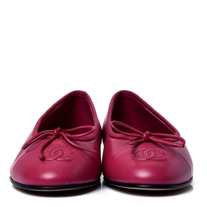 Chanel Goatskin Cap Toe CC Ballerina Flats 35.5 Bright Pink 2 of 6