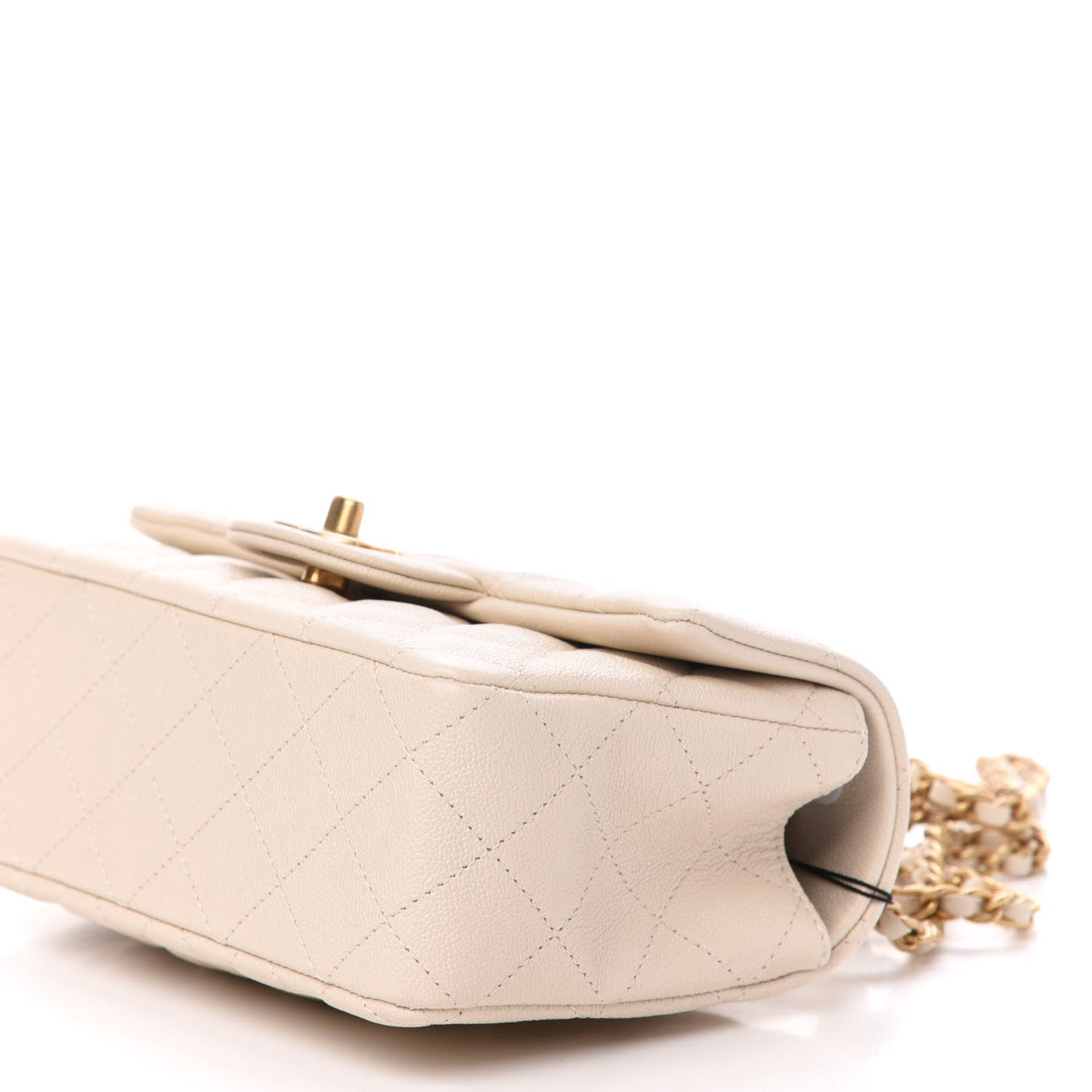 Caviar Quilted Mini Top Handle Rectangular Flap Beige