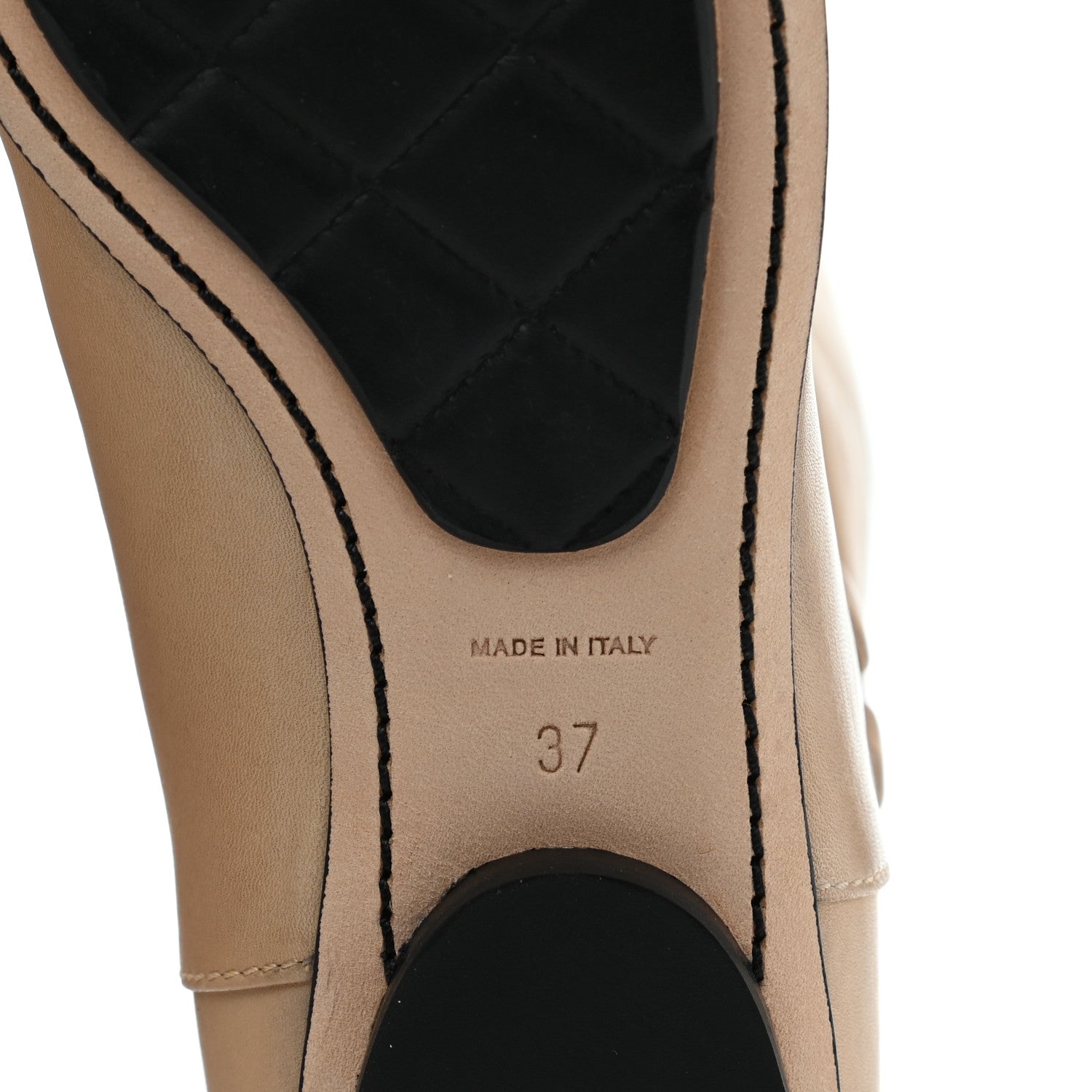 Chanel Lambskin Lace Up Cap Toe High Boots 37 Beige Black 7 of 13