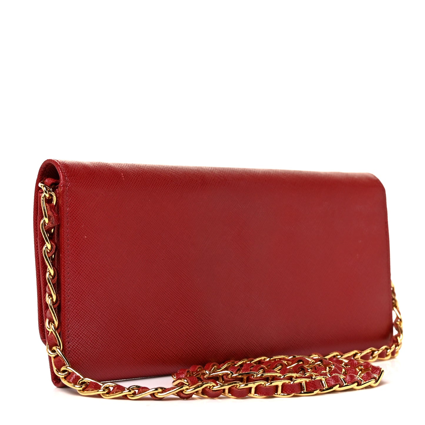 Saffiano Metal Oro Chain Wallet Fuoco