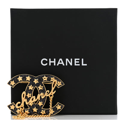 Chanel Metal Resin CC Star Chain Logo Brooch Gold Black 5 of 5