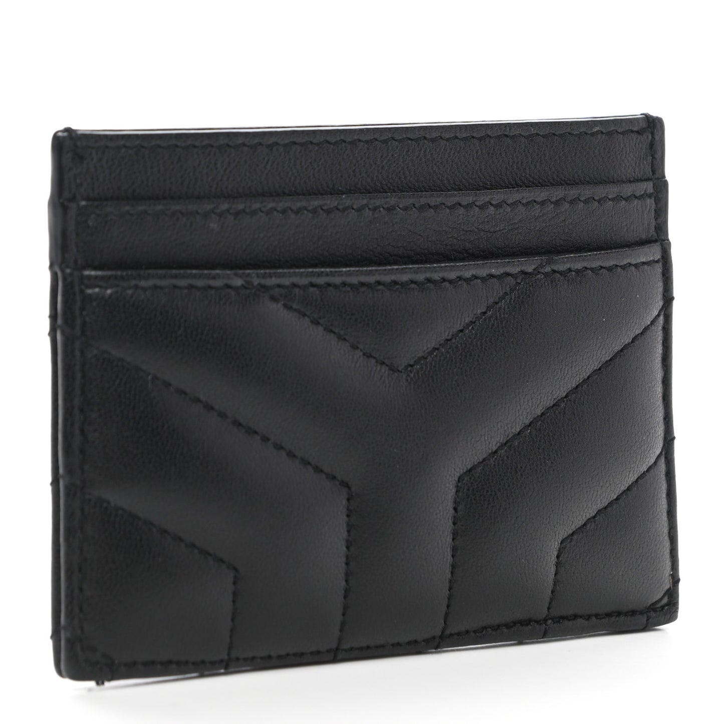 Calfskin Y Quilted Monogram LouLou Credit Card Case Black