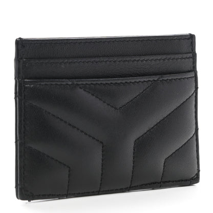 Saint Laurent Calfskin Y Quilted Monogram LouLou Credit Card Case Black 3 of 7