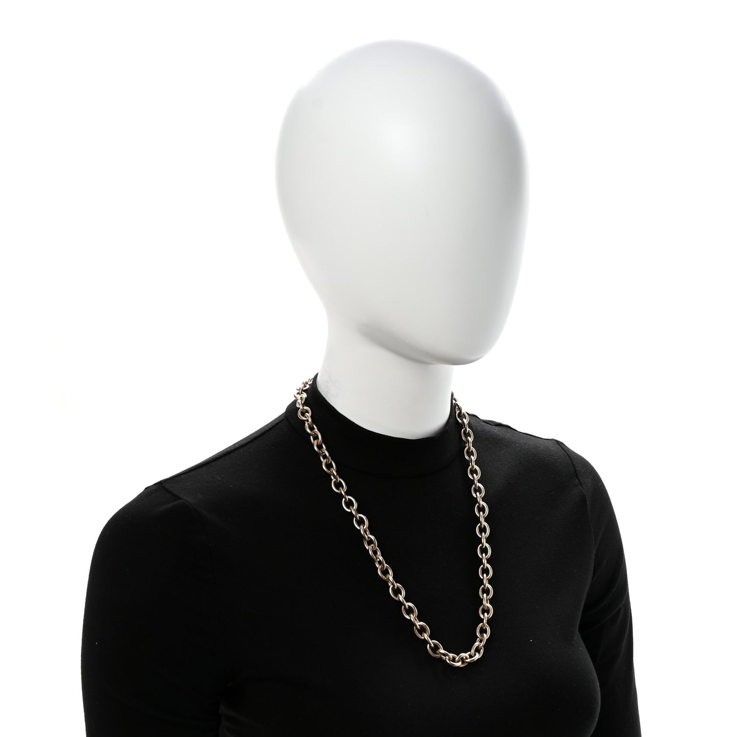 Quilted CC Pendant Chain Necklace Light Gold