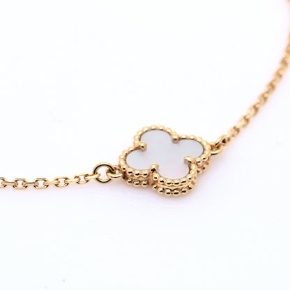 Van Cleef & Arpels 18K Yellow Gold Mother of Pearl Sweet Alhambra Bracelet 4 of 9