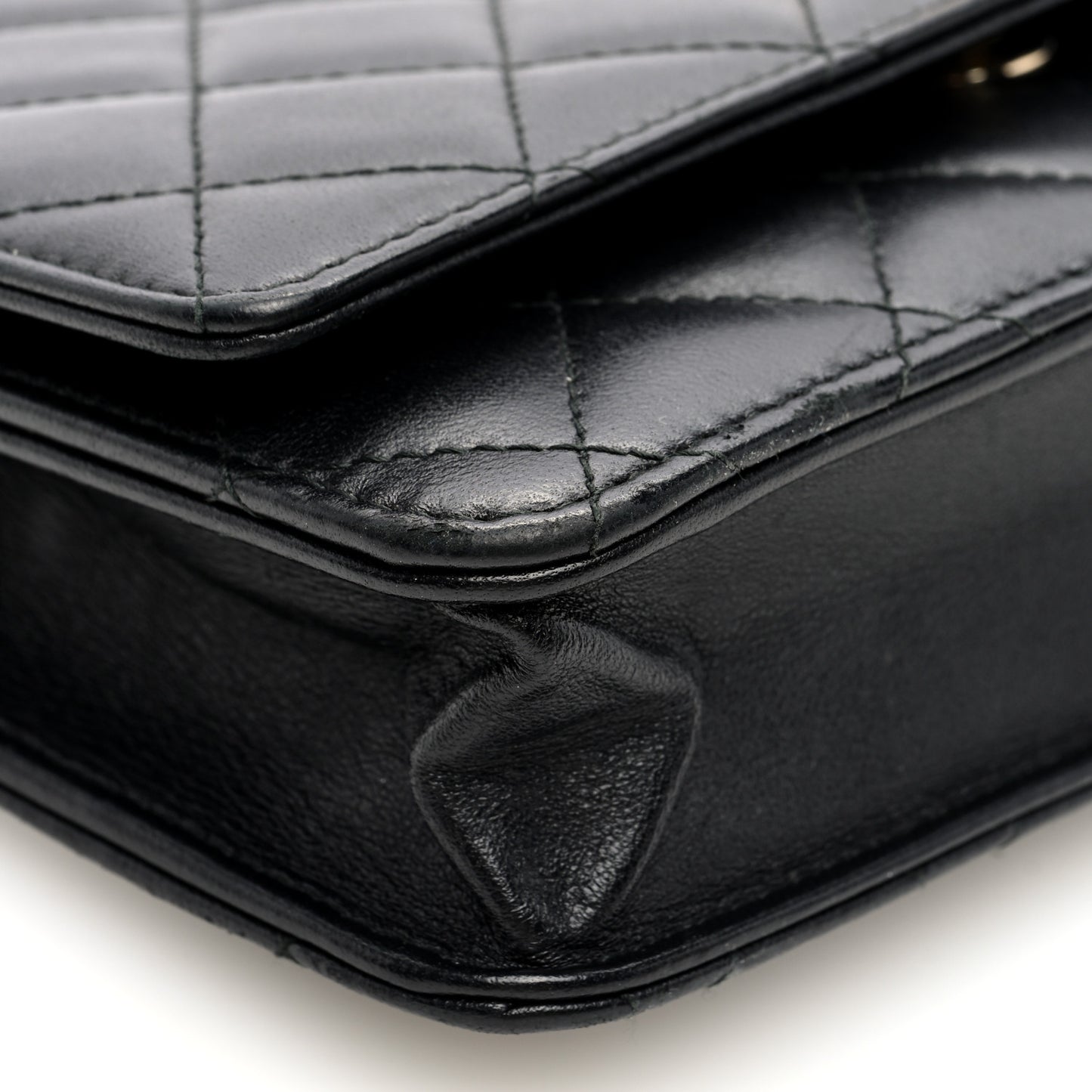 Lambskin Quilted Trendy CC Wallet On Chain WOC Black