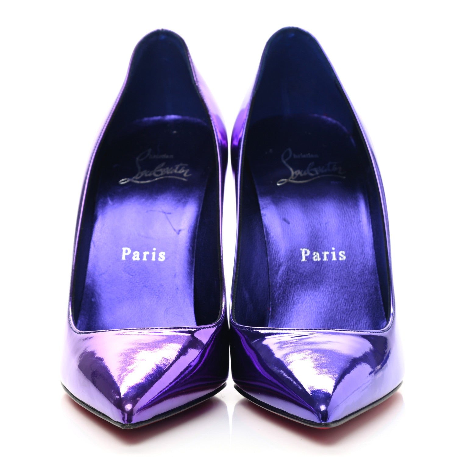 Christian Louboutin Metallic Patent Psychic Kate 100 Pumps 35 Elektra 2 of 8
