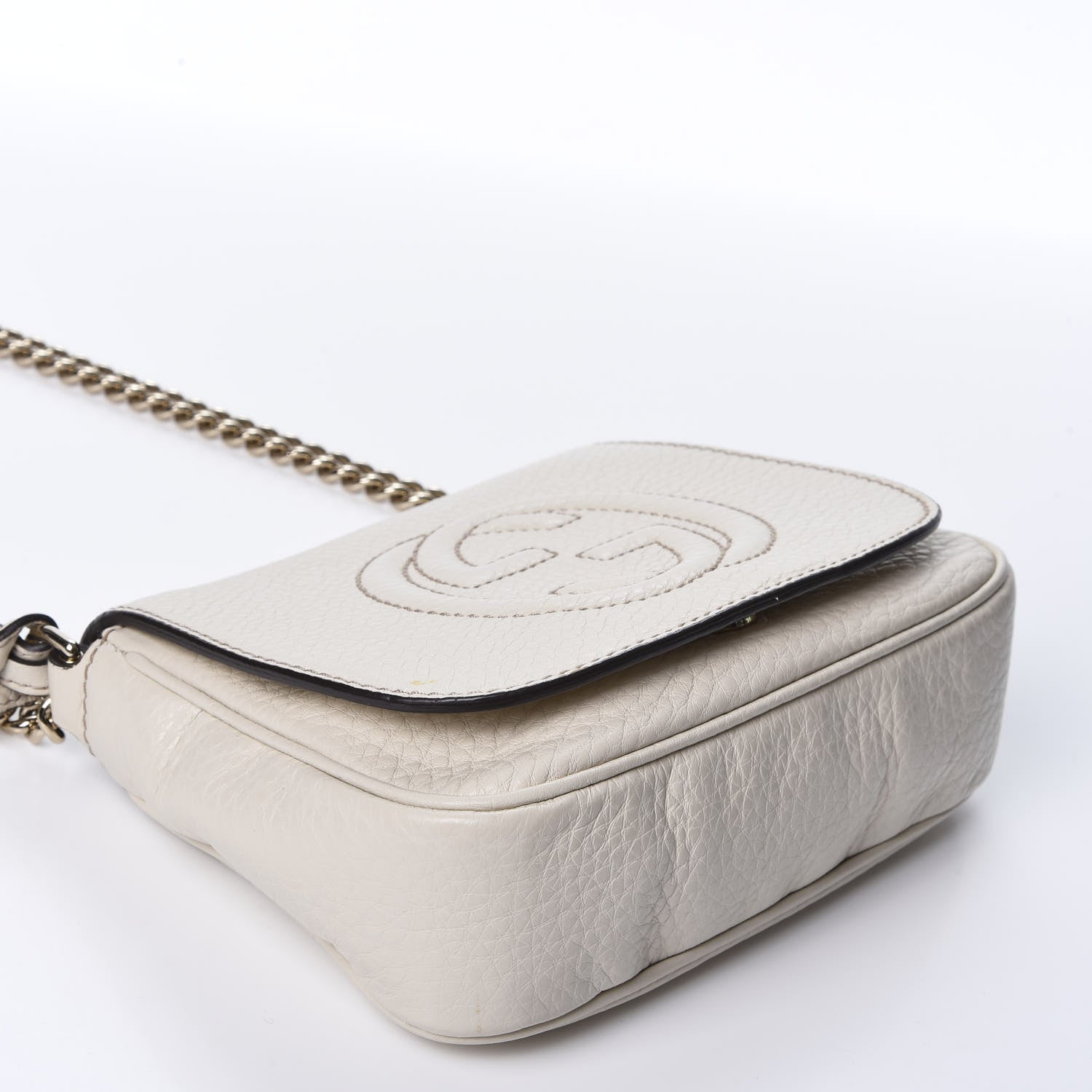 Gucci Pebbled Calfskin Small Soho Flap Crossbody Off White 3 of 9
