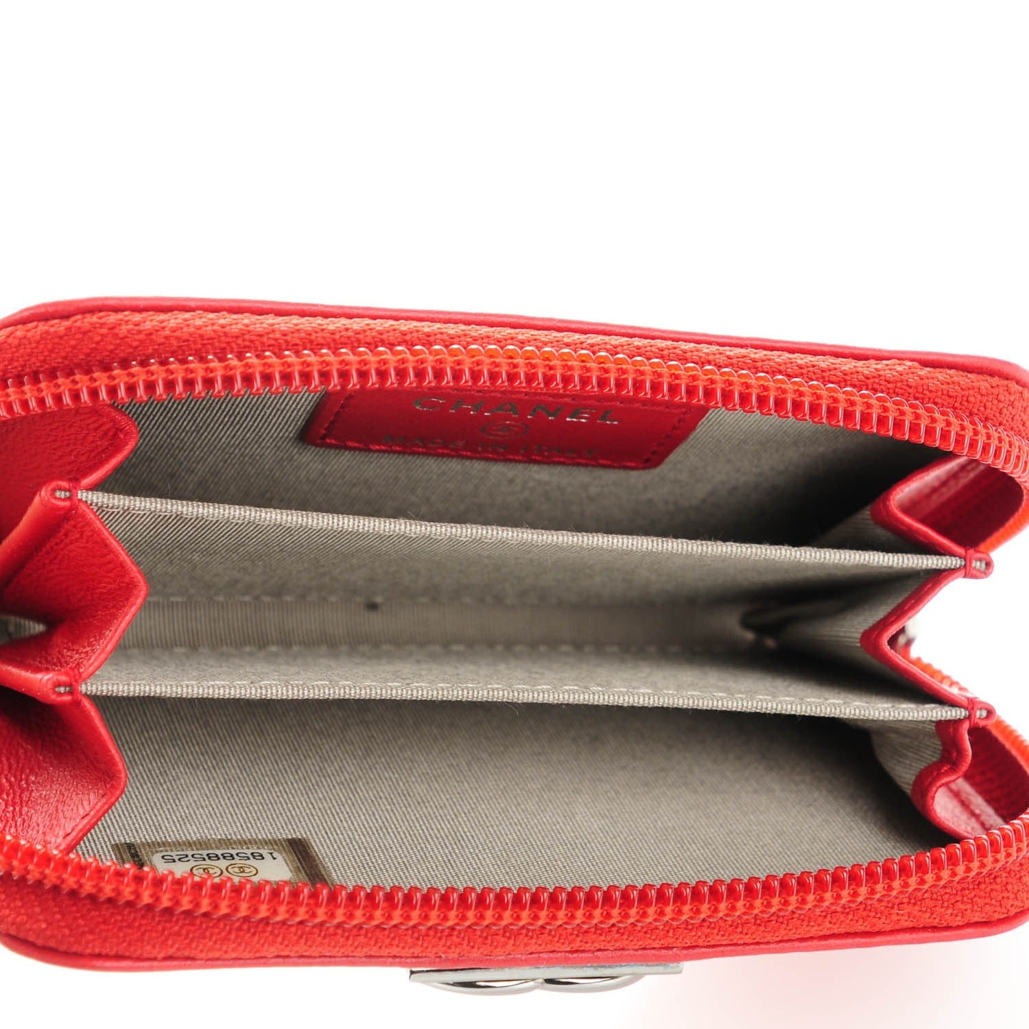 Chanel Lambskin Quilted Boy Zip Around Coin Purse Wallet Red 5 of 7
