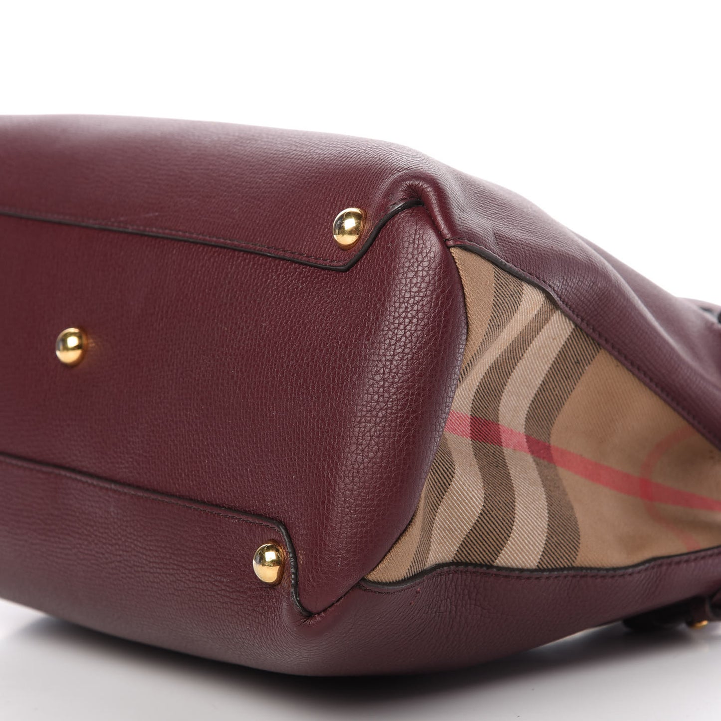 Grainy Calfskin House Check Medium Banner Tote Mahogany Red